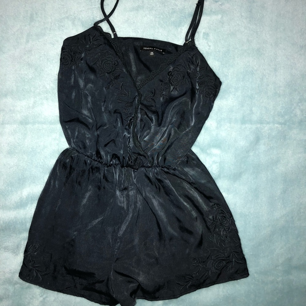 Kendall and Kylie Navy Blue Floral Romper